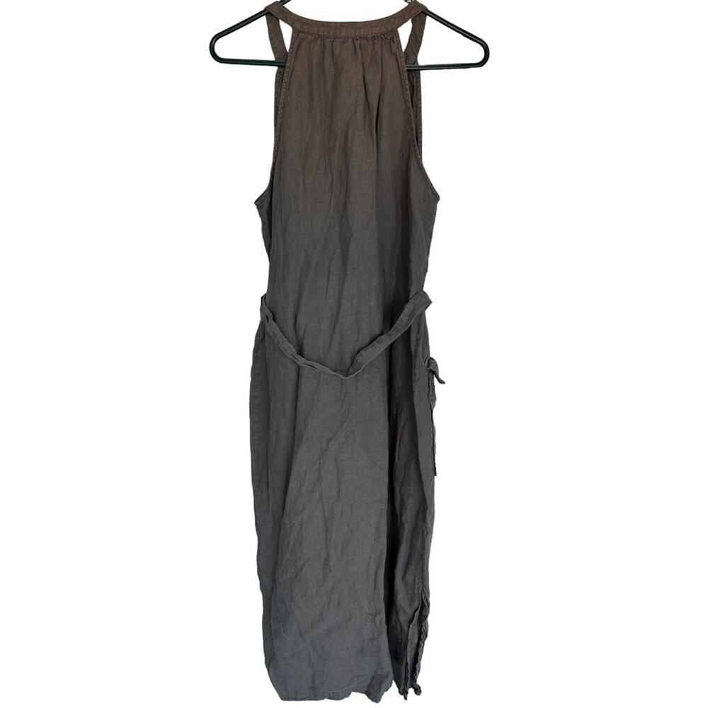 JOIE Edelie Tie Waist Sleeveless Linen Dress - Green - Large Lagenlook - Picture 9 of 15